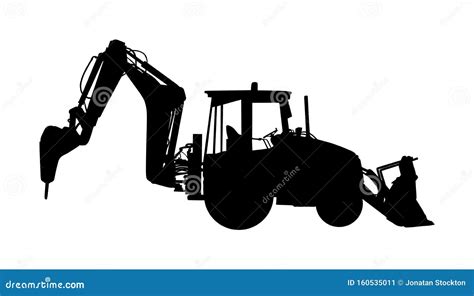 Big Bulldozer Wheel Loader Vector Silhouette Isolated On White Dusty