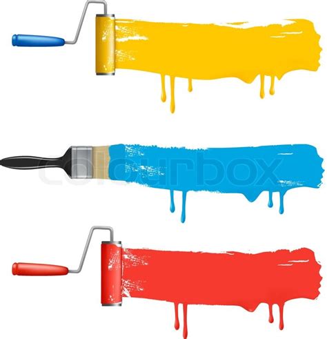 Set Of Colorful Paint Roller Brushes Vector Illustration Stock