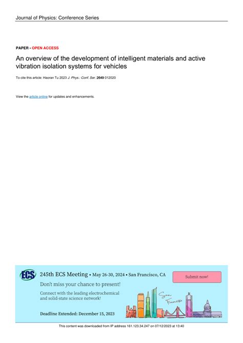 Pdf An Overview Of The Development Of Intelligent Materials And