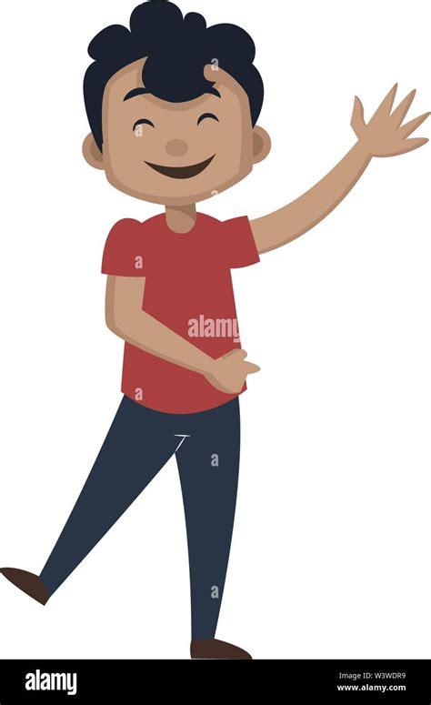 Boy Is Saying Hello Illustration Vector On White Background Stock