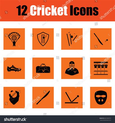Cricket Icon Set Orange Design Vector Stock Vector Royalty Free