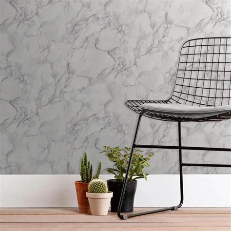 Fine Decor Marblesque Plain Marble White Wallpaper