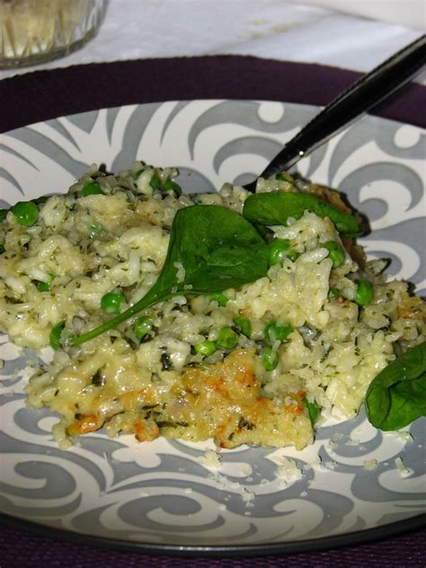 Baked Risotto With Spinach Peas And Lemon Simply Delicious