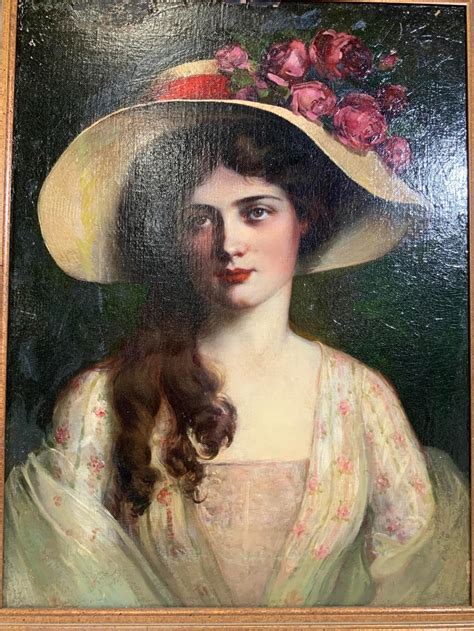 Antique Oil Painting Portrait Of Young Woman