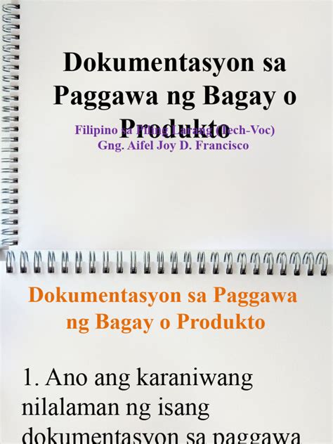 Dokumentasyon Sa Paggawa Ng Produkto Pdf