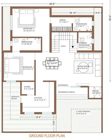 40x50 House Plan 40x50 Front And 3d Elevation Design