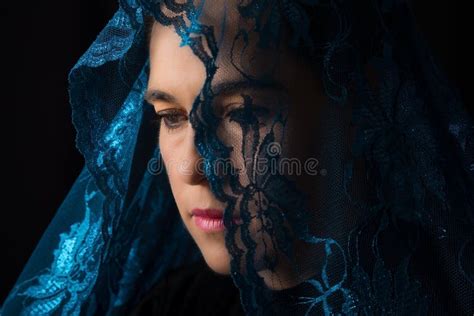 Middle Eastern Woman Portrait Looking Sad With Hijab Artistic Co Stock