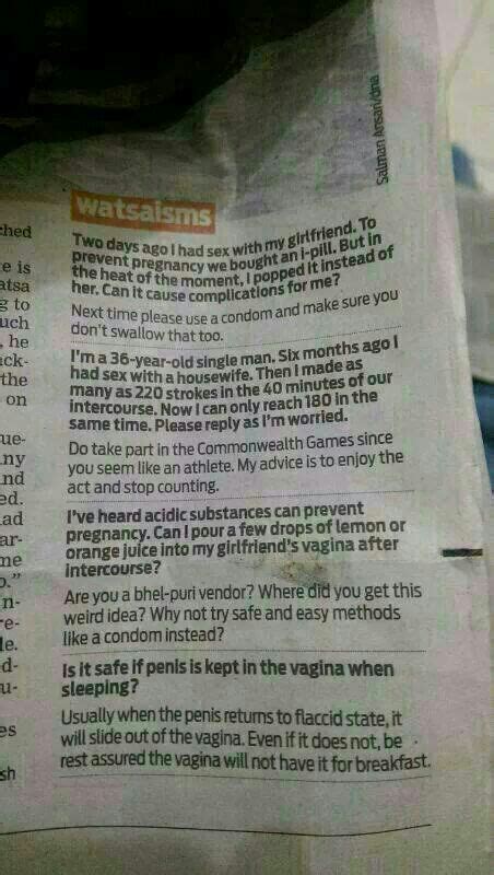 Sex Advice Column In An Indian Newspaper The Poke