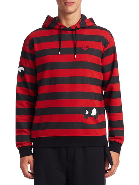 Lyst Mcq Alexander Mcqueen Striped Cotton Hoodie In Red For Men