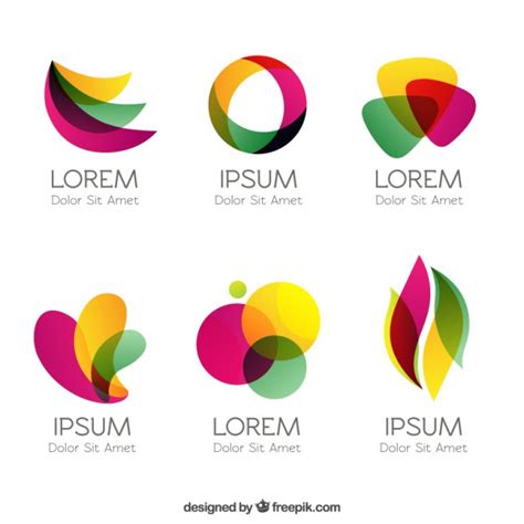 Downloads free huge of free vectors, prints, psd, resume, powerpoint, logos, mockups, icons and graphics. Logotipos coloridos em estilo abstrato | Vetor Grátis