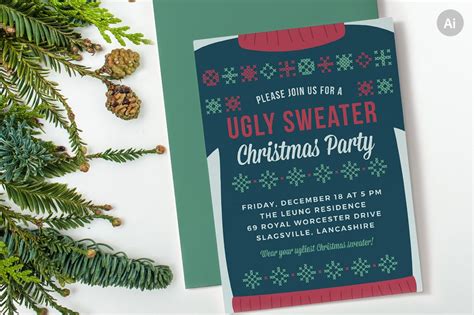 We're here to save christmas with these 50 if you're looking for a quick theme, unique tip or simply a spark of inspiration, check out these ideas for christmas parties that are sure to trim your tree. Ugly Sweater Christmas Party Invite ~ Invitation Templates ~ Creative Market