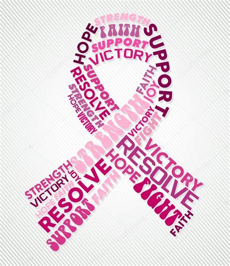 Breast Cancer Awareness Pink Ribbon Text Collage Stock Vector By