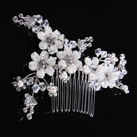 2017 women crystal hair combs pearl jewelry rhinestones hairpins bridal silver hair combs