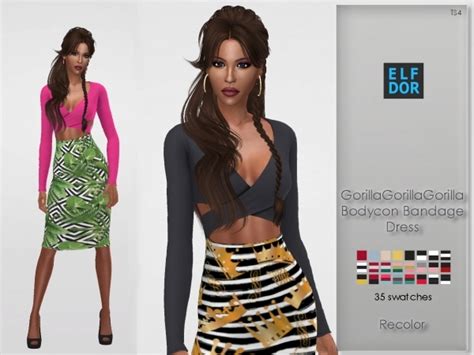 Gorillax3 Bodycon Bandage Dress Rc The Sims 4 Download Simsdomination