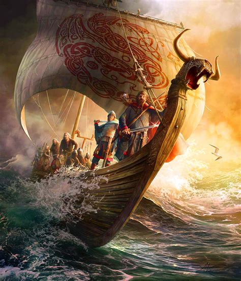 Viking Drakkar Ship Arte De Barcos Arte Nórdico Barco Vikingo