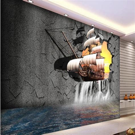 Beibehang Customize Any Size Mural Wallpaper 3d Sailing Living Room