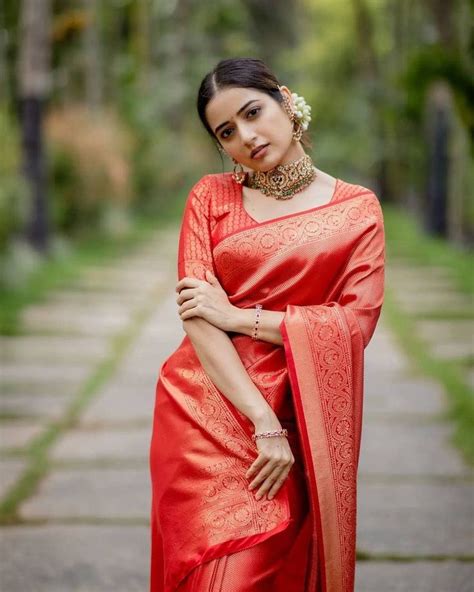 Red Colour Kanchipuram Silk Saree Traditional Saree Womens T