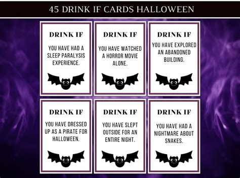 Halloween Drinking Game Halloween Drink If Cards Printable Etsy