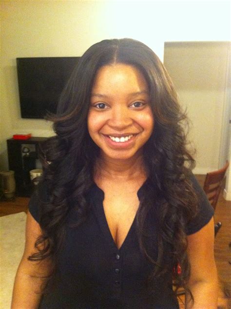 Middle part sew in hairstyles. Pin by Slayed In Full on Hair | Middle part curls, Weave ...