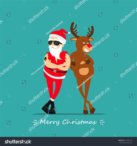 Merry Christmas 2018 Cartoon Reindeer Rudolf Stock Vektor Royaltyfri 719337754 Shutterstock