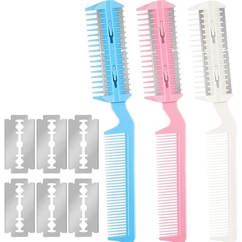 3 Pieces Razor Comb With 10 Pieces Razors Hair Cutter