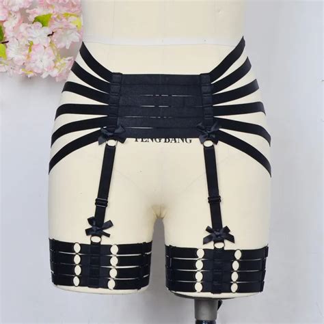 Womens Stockings Garter Belt Bow Garter Harajuku Gothic Body Harness