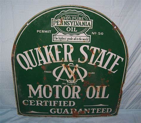 Quaker State Antique Porcelain Sign Old 1930 Vintage Motor Oil 2 Sided
