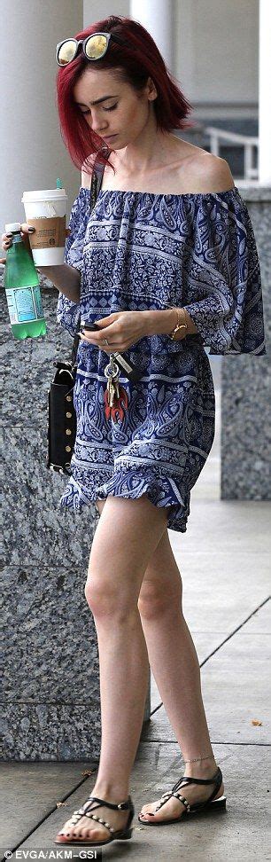 Lily Collins Swamps Her Super Slender Frame In Paisley Print Romper