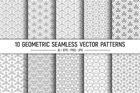 10 Seamless Geometric Vector Patterns Graphic By Avk Graphics