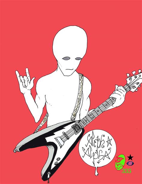 Alien Playing Guitar Artwork By Aleph Alpha Raliens