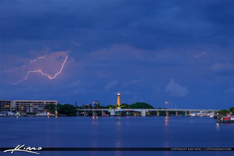 Lightning Storm Over The Jupiter Lighthouse North Palm Beach Cou