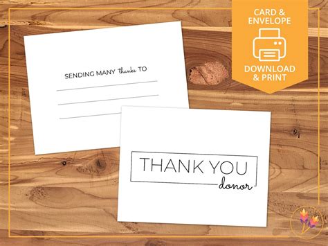 Thank You Donation Card Printable Thank You Notes With Etsy