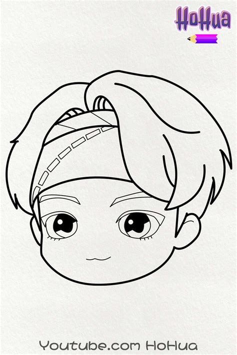 Chibi V From Tinytan Bts Line Art Coloring Page By Hohua Bts Drawings