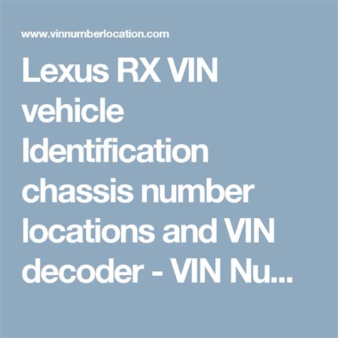 Lexus Rx Vin Vehicle Identification Chassis Number Locations And Vin