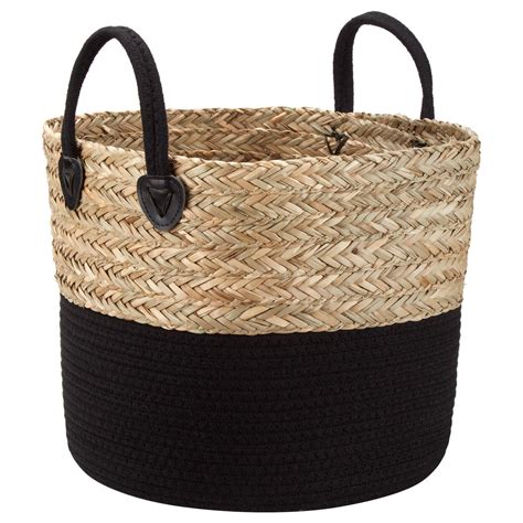 Woven Seagrass And Cotton Rope Basket