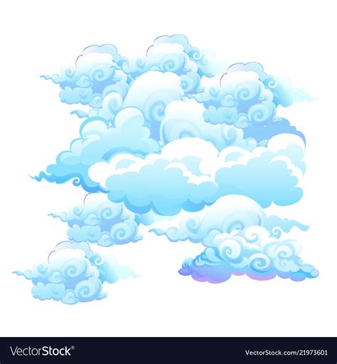 Set Beautiful Clouds Isolated On White Royalty Free Vector