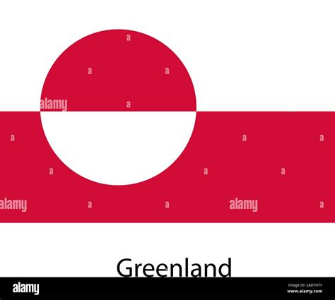 Flag Of The Country Greenland Vector Illustration Exact Colors Stock
