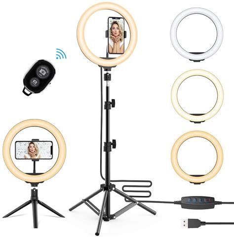 buy 10 2 selfie ring light with tripod stand and phone holder upgraded dimmable camera ring