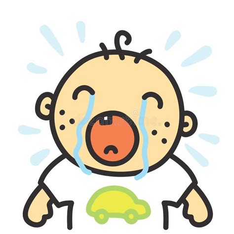 Cartoon Crying Baby Girl Isolated Vector Illustration Stock Vector