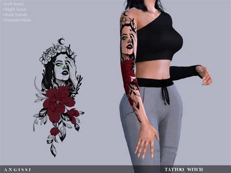 Sims 4 — Tattoo Witch By Angissi — 3 Black Options Rightleftboth