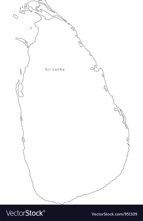 Black White Sri Lanka Outline Map Royalty Free Vector Image