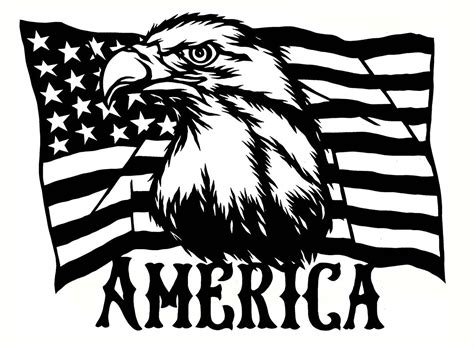 American Flag Eagle Clip Art Black And White