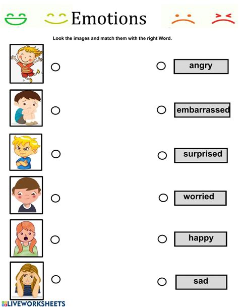 Emotions Match Worksheet