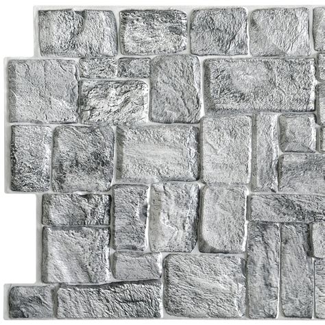 Dundee Decos Grey Faux Old Stone Pvc 3d Wall Panel 33 Ft X 16 Ft