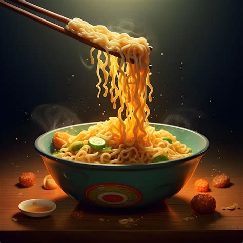 Premium AI Image Food Soup Ramen Chopstick Japanese Noodle Meal