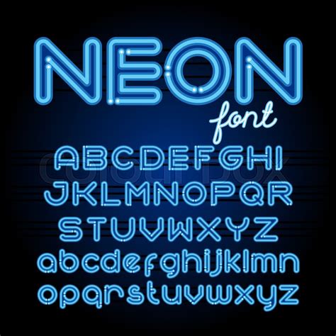 Neon Light Alphabet Vector Font Neon Stock Vector Colourbox