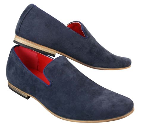 Mens Suede Leather Pu Slip On Shoes Loafers Blue Smart Casua Buy