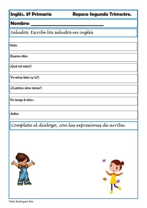 Examen De Ingles Para Nios De Tercero De Primaria