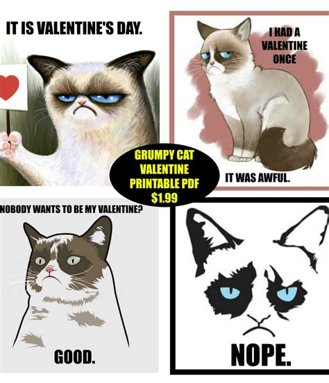 Grumpy Cat Valentines Day Printable Cards Grumpy Cat Valentines