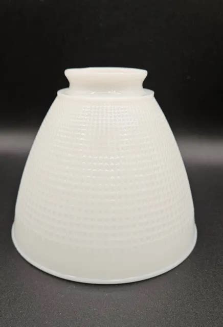 Vintage White Milk Glass Torchiere Lamp Shade Diffuser Waffle Pattern